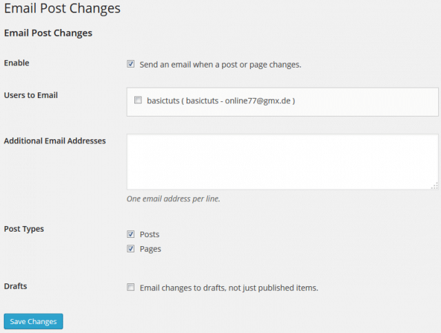 WordPress Email Post Changes