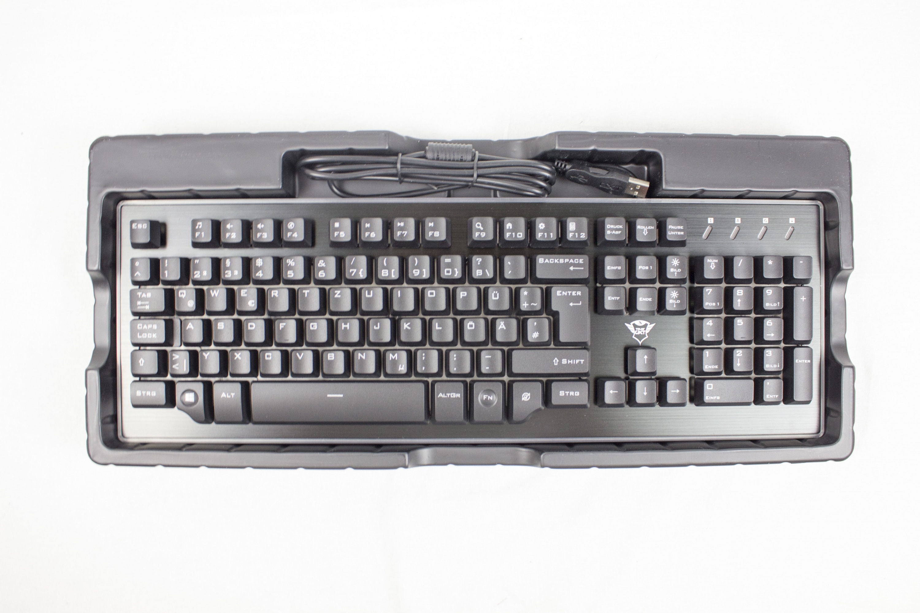 Deutsches QWERTZ Layout, RGB-Beleuchtung, Anti-Ghosting Trust GXT 860 Thura Halbmechanische LED-Tastatur 