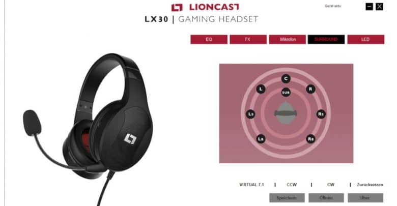 Lioncast LX30 Surround Sound Einstellungen