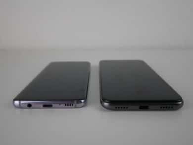 Vergleich Samsung Galaxy S8 (links) Gigaset GS190 (rechts)