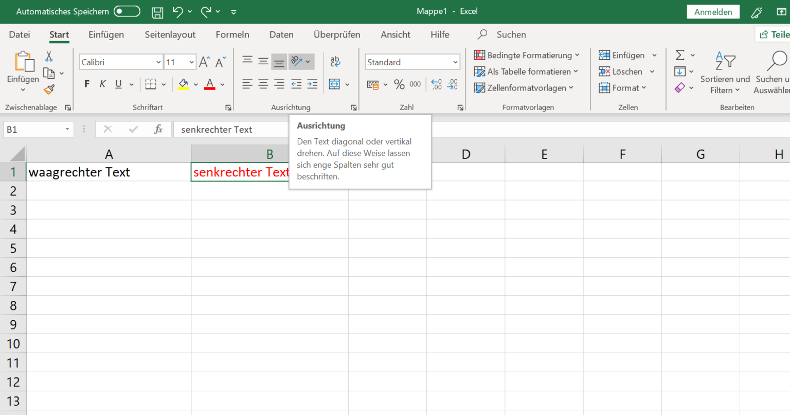 So kannst du in Microsoft Excel senkrecht schreiben