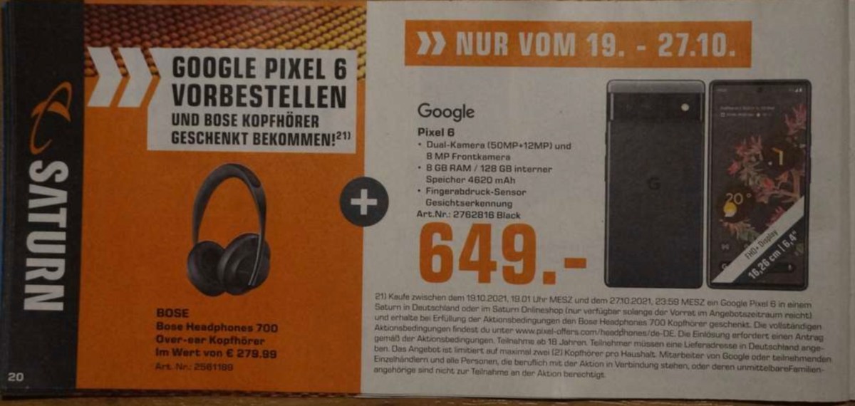 Bygger musikkens Express Google Pixel 6: German store leaks price, specs and pre-order promotion