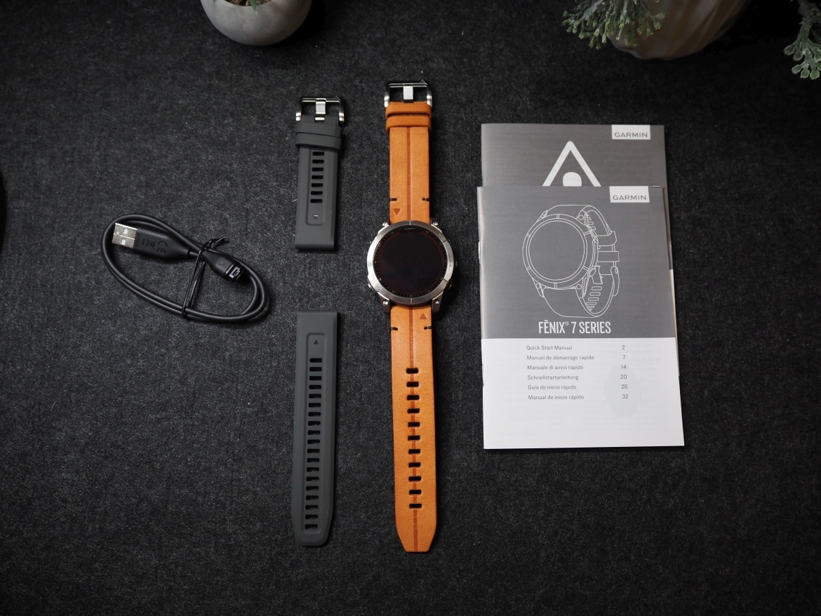 Garmin Fenix 7 Pro Sapphire Solar Brown Leather Strap Watch