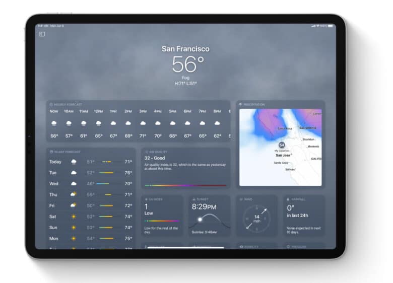 iPadOS 16 weather app