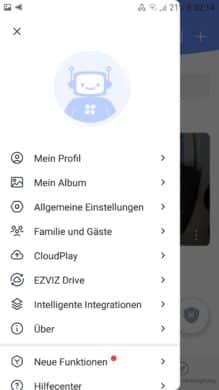 EZVIZ App Menü