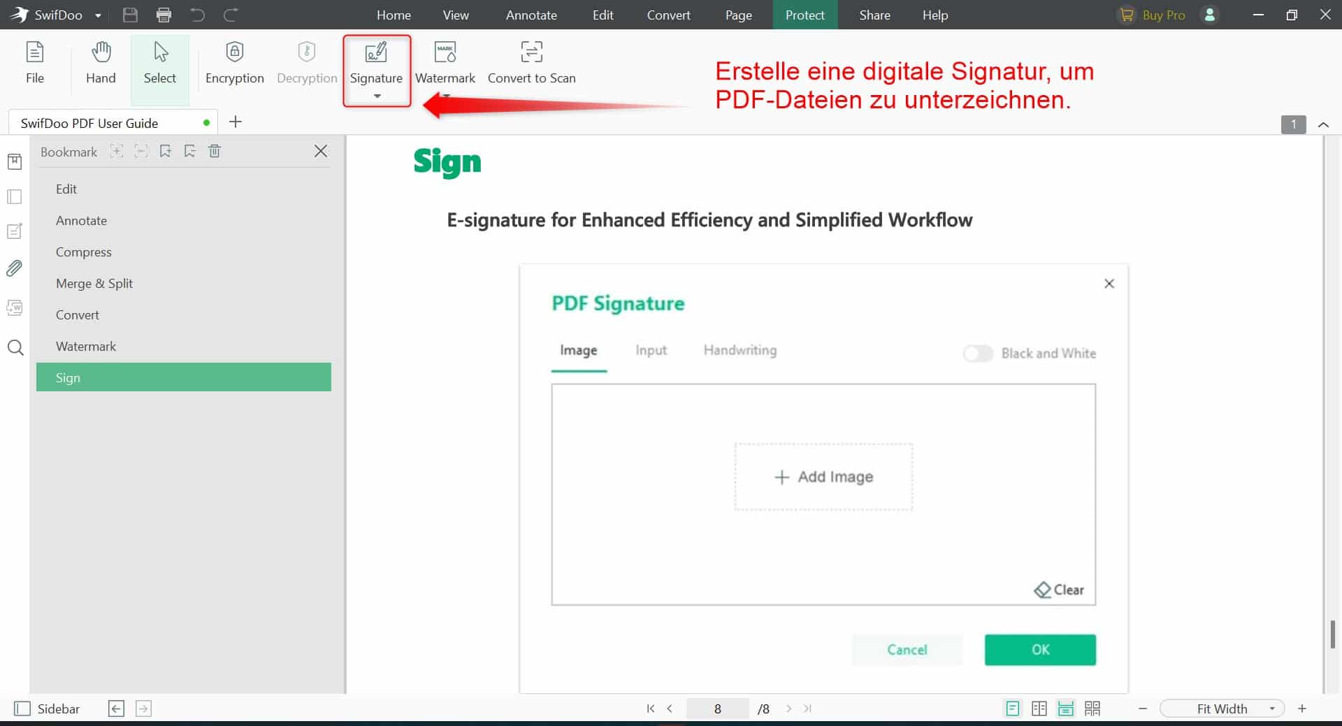 eSign mit dem SwifDoo PDF-Editor erstellen