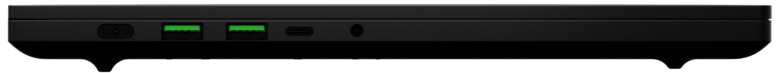 Die Anschlüsse auf der linken Seite des Razer Blade 15; Von links nach rechts: Proprietärer Ladeanschluss, USB-A, USB-A, USB-C, 3,5 mm Klinke