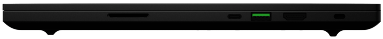Die Anschlüsse auf der rechten Seite des Razer Blade 15; Von links nach rechts: SD-Card-Reader, USB-C, USB-A, HDMI 2.1