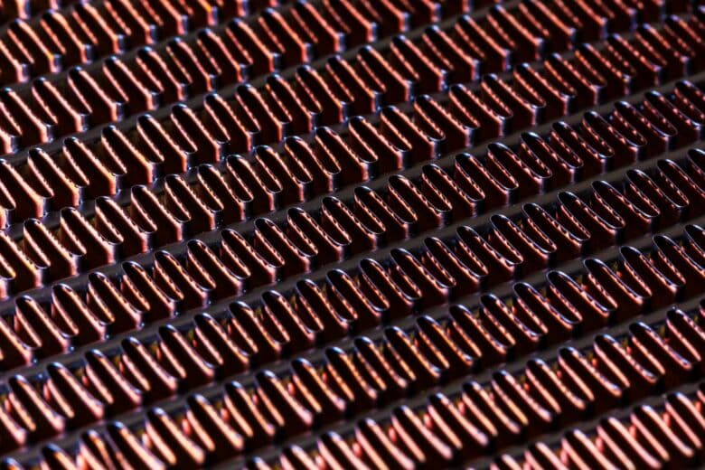 Copper radiator on the Alphacool Eisbaer Pro Aurora 360 CPU AIO