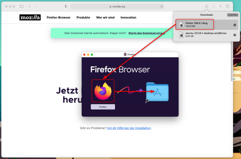 Installation eines alternativen Browsers auf dem Mac