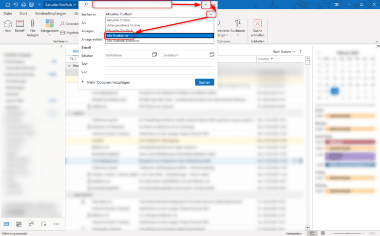 Volltextsuche in allen Outlook-Elementen: So findest du mit Sicherheit deine Mail