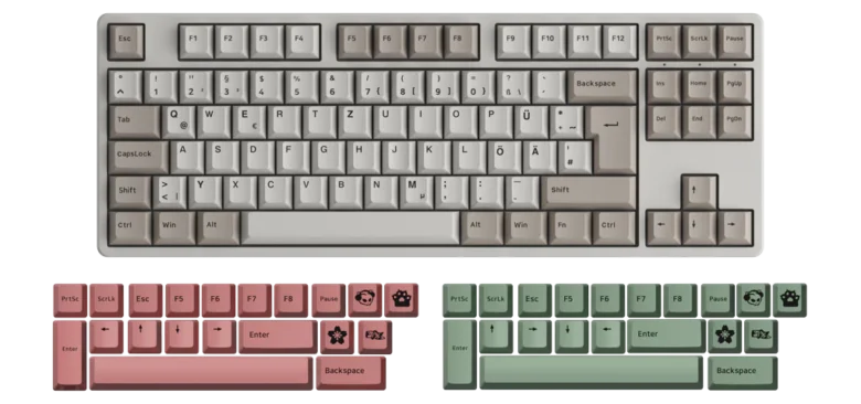 The included keycaps of the Akko 9009 5087B Plus