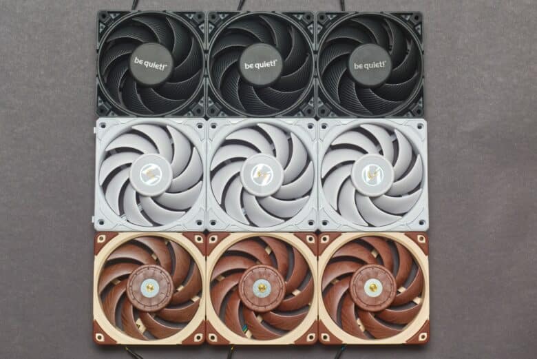 9 fans in different colors