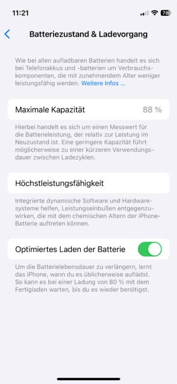 Batteriezustand iPad